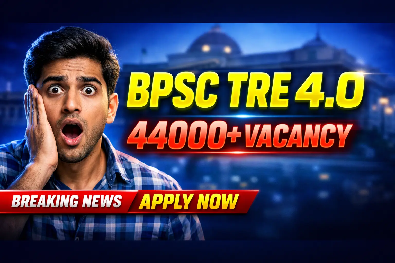 BPSC TRE 4.0 2026 notification thumbnail with 44000+ teacher vacancy