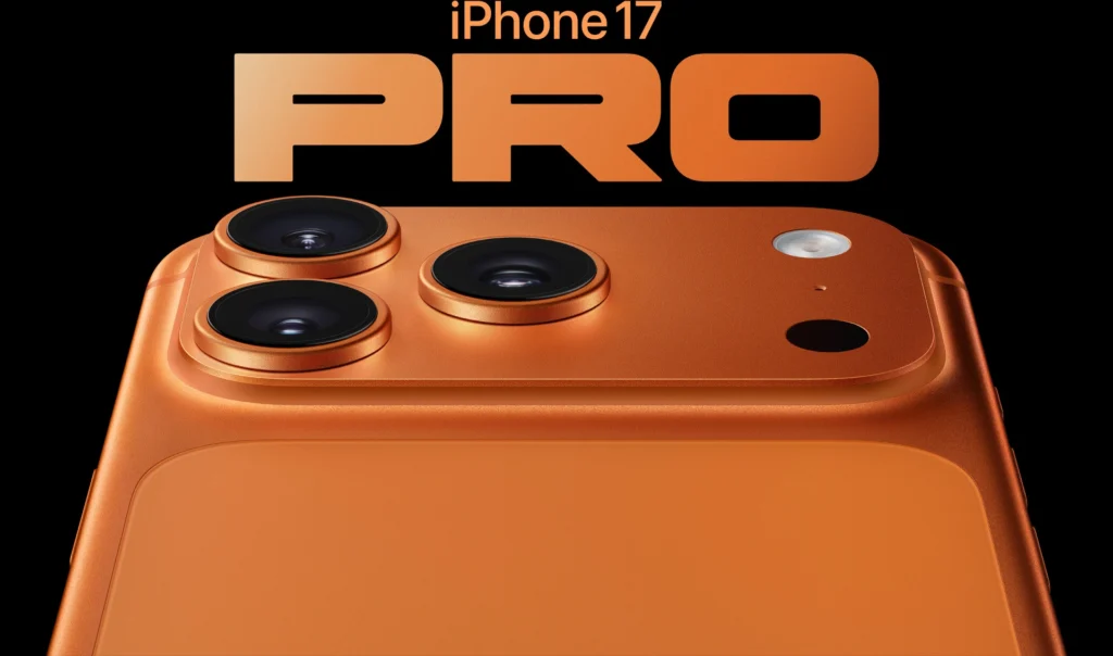 apple iphone 17 pro front and back design with titanium frame and triple camera setup
