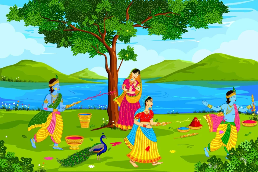 Lord Krishna Radha Holi Theme
