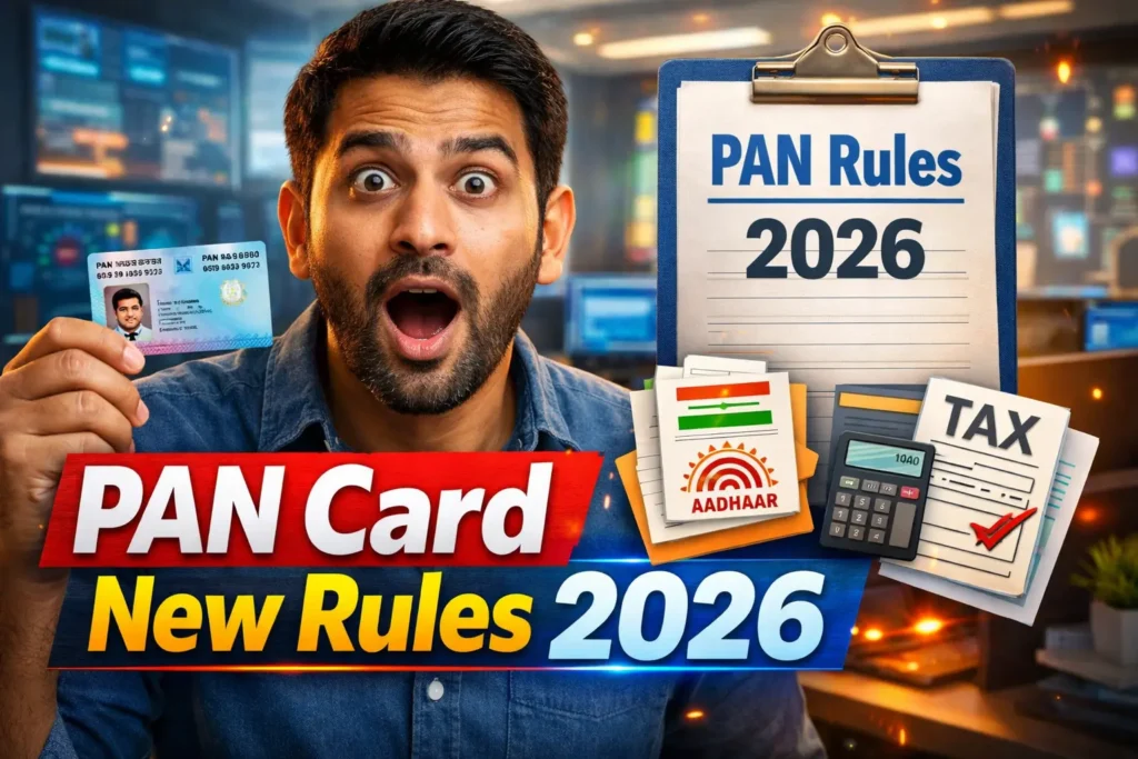 Major PAN card changes from April 1, 2026 showing Aadhaar linking rules, new PAN documents and forms update