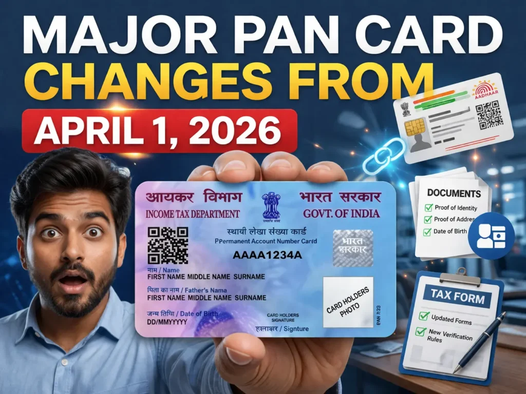 Major PAN card changes from April 1, 2026 new Aadhaar rules and PAN documents update