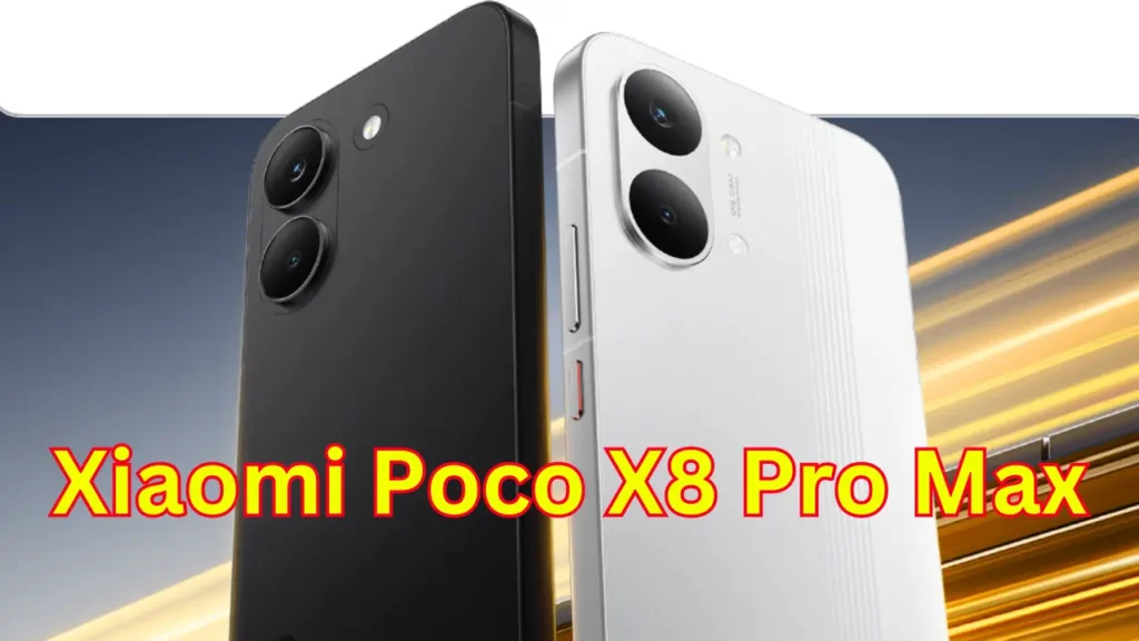 Xiaomi Poco X8 Pro Max smartphone with large display showing expected xiaomi poco x8 pro max price in india and flagship design