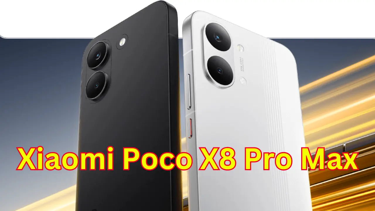 Xiaomi Poco X8 Pro Max smartphone with large display showing expected xiaomi poco x8 pro max price in india and flagship design